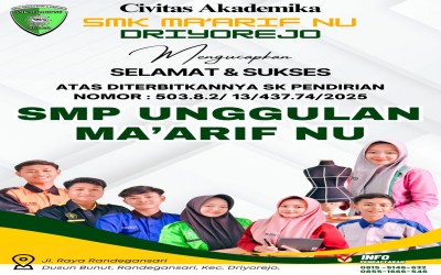 Selamat & Sukses atas Berdirinya SMP Unggulan Ma’arif NU