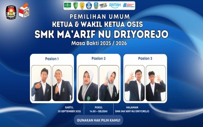 Pemilihan Ketua OSIS Masa Bakti Tahun 2025-2026 SMK Ma'arif NU Driyorejo